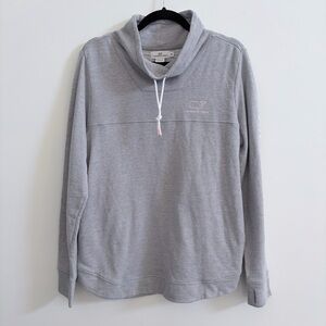 VINEYARD VINES Gray Cowl Neck Sweatshirt Top Pink Whale Logo Womens MEDIUM EUC